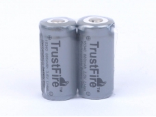 TangsFire 16340 880mAh Protected 3.6V Rechareable Li-ion Battery Gray (2pcs)